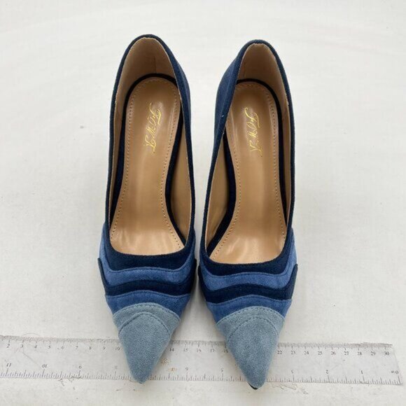 FOWT Women Kitten Heels Pumps High Heel Pointed Toe Pump Slip-on Rainbow Shoes - Picture 3 of 7